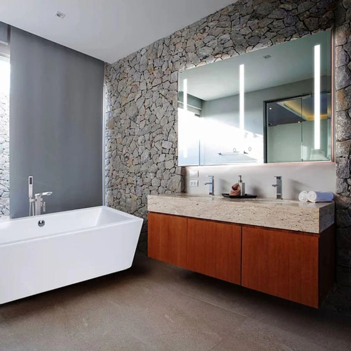 Catella Plus 60 in. x 35 in. LED Wall Mirror with Touch On/Off Dimmer Function