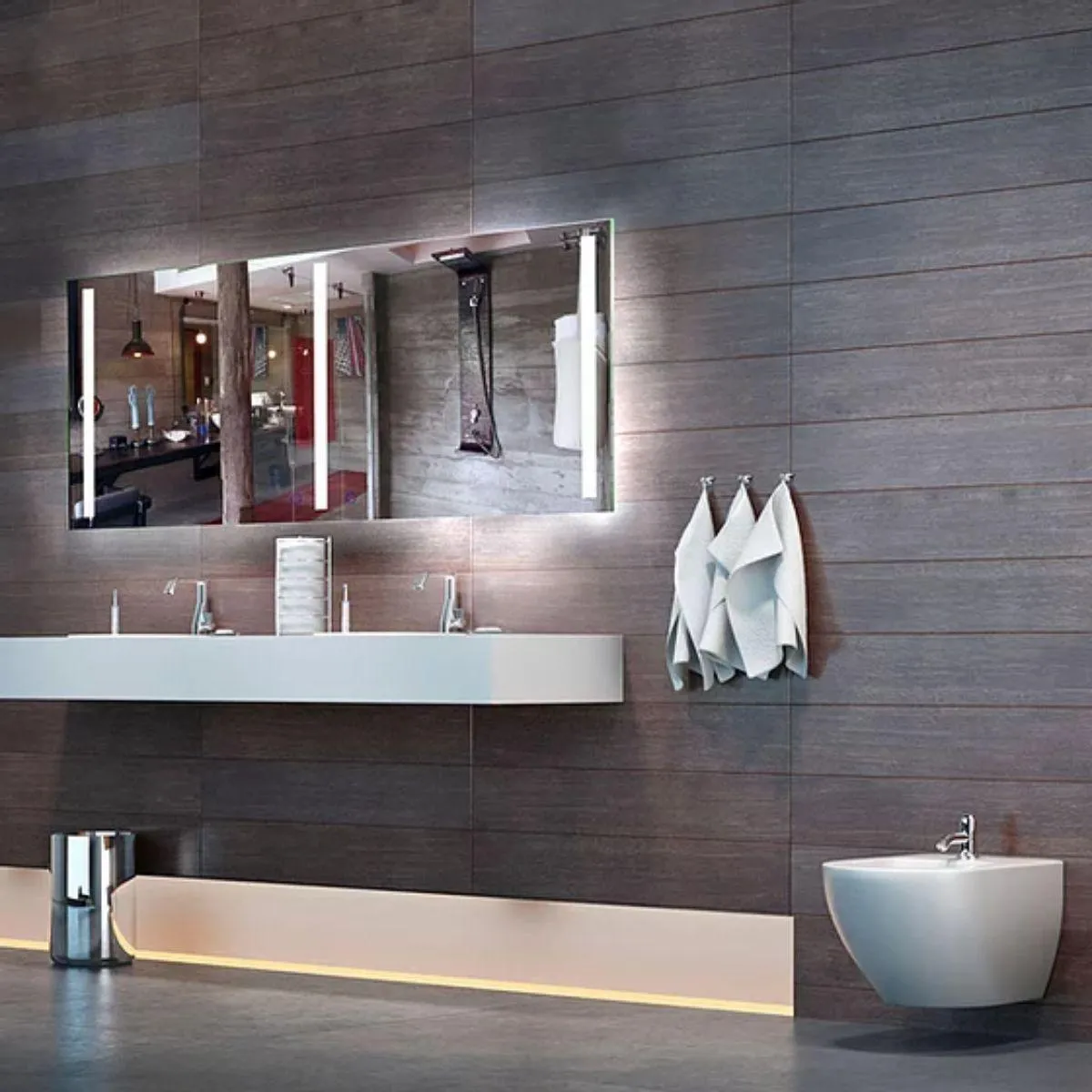 Catella Plus 72 in. x 38 in. LED Wall Mirror with Touch On/Off Dimmer Function