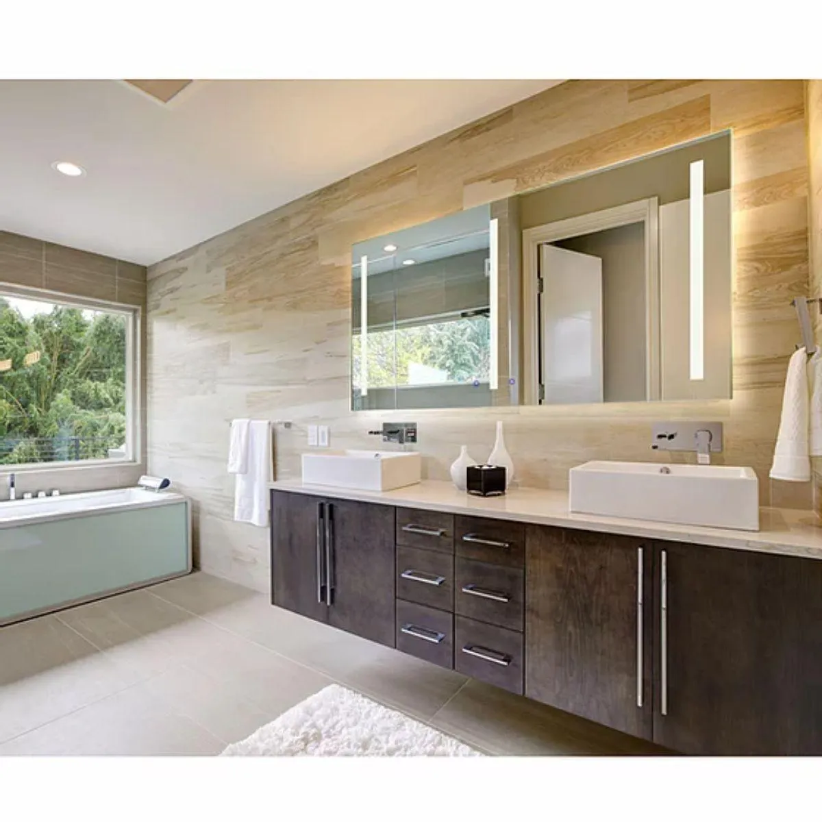 Catella Plus 72 in. x 38 in. LED Wall Mirror with Touch On/Off Dimmer Function