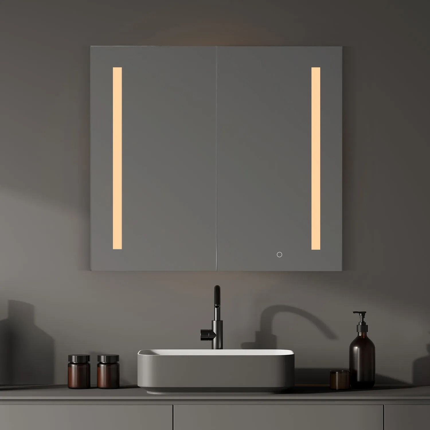Catola Rectangle Frameless Surface-Mount/Recessed LED Lighted Bathroom Medicine Cabinet