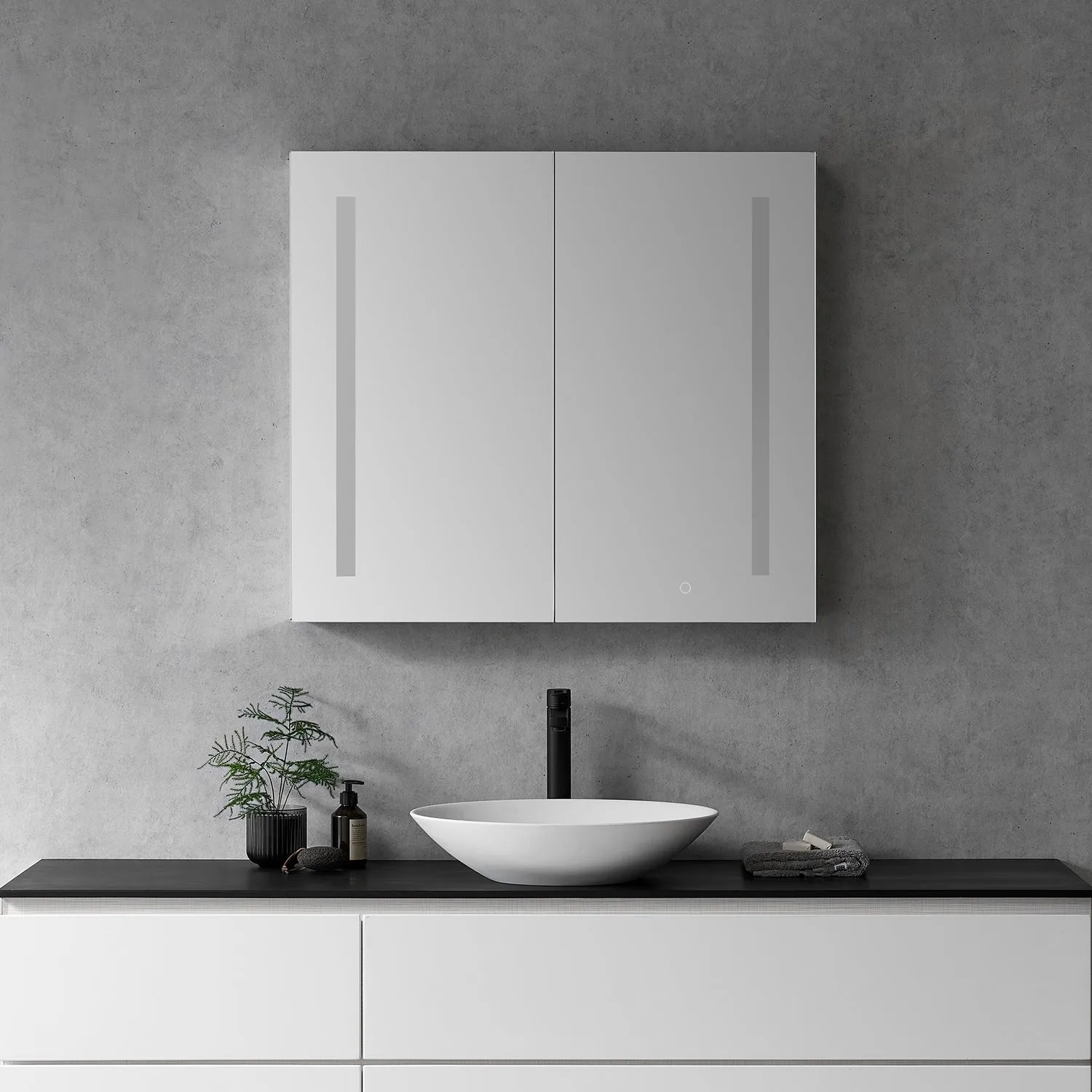 Catola Rectangle Frameless Surface-Mount/Recessed LED Lighted Bathroom Medicine Cabinet