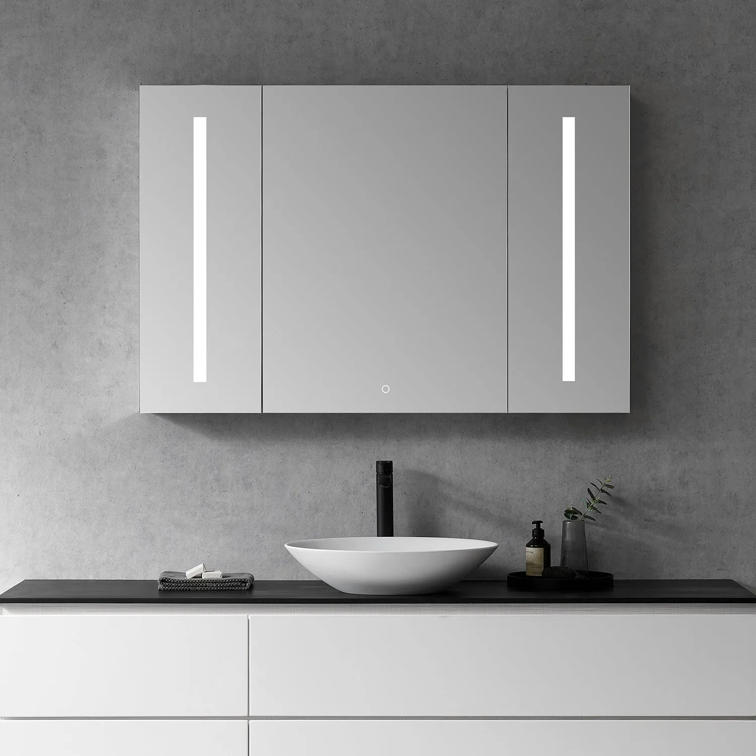 Catola Rectangle Frameless Surface-Mount/Recessed LED Lighted Bathroom Medicine Cabinet