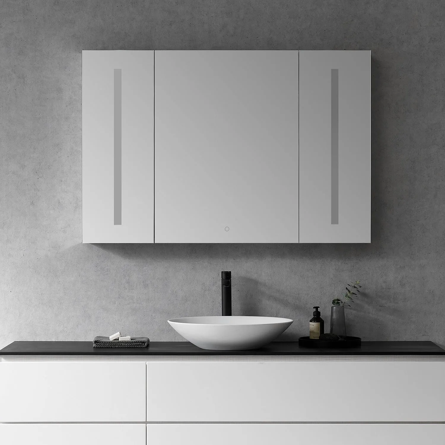 Catola Rectangle Frameless Surface-Mount/Recessed LED Lighted Bathroom Medicine Cabinet