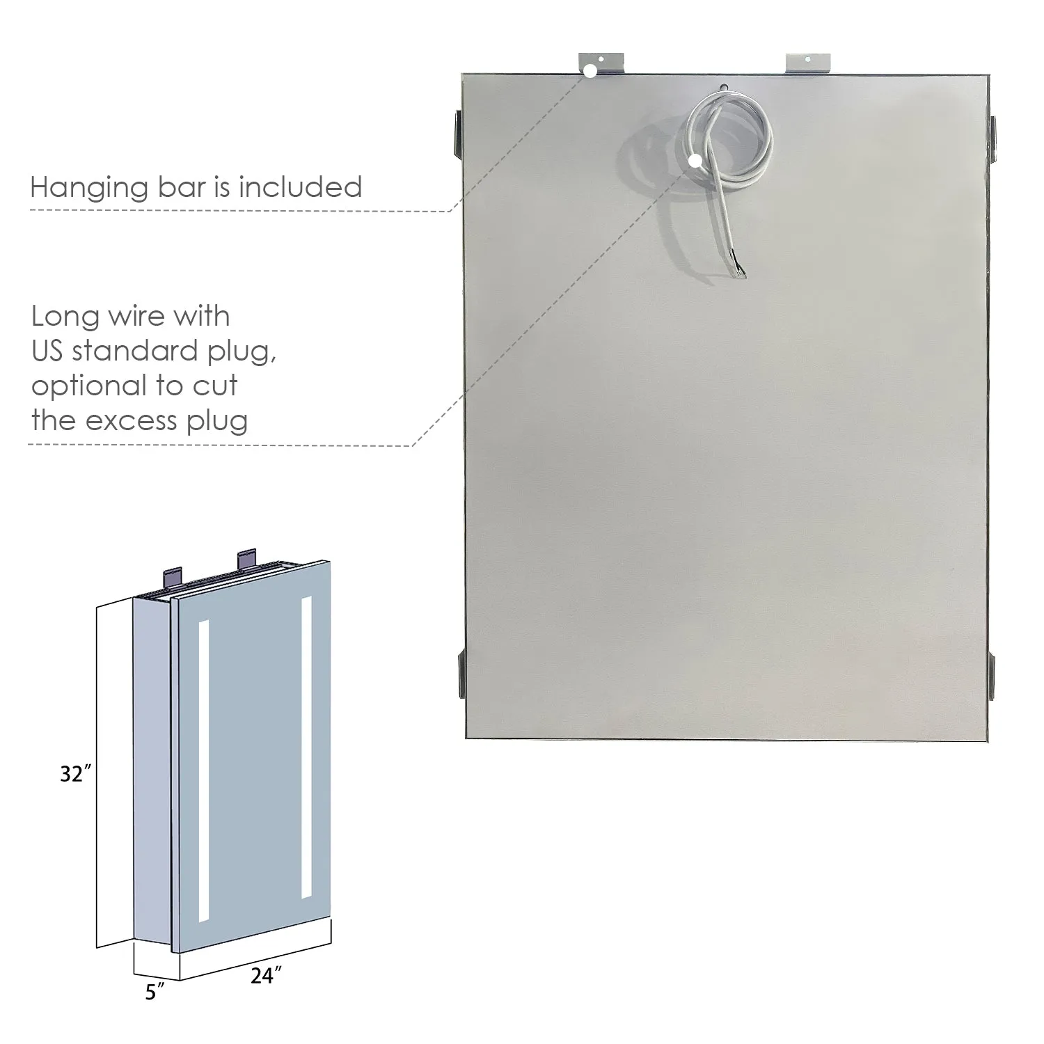 Catola Rectangle Frameless Surface-Mount/Recessed LED Lighted Bathroom Medicine Cabinet