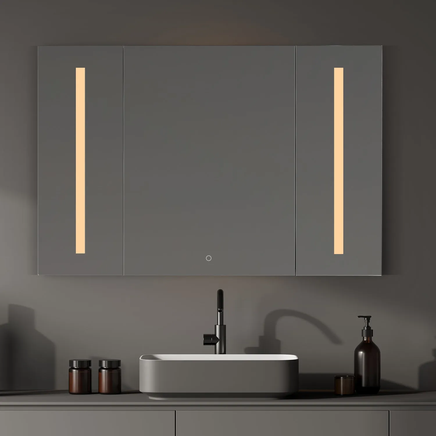 Catola Rectangle Frameless Surface-Mount/Recessed LED Lighted Bathroom Medicine Cabinet