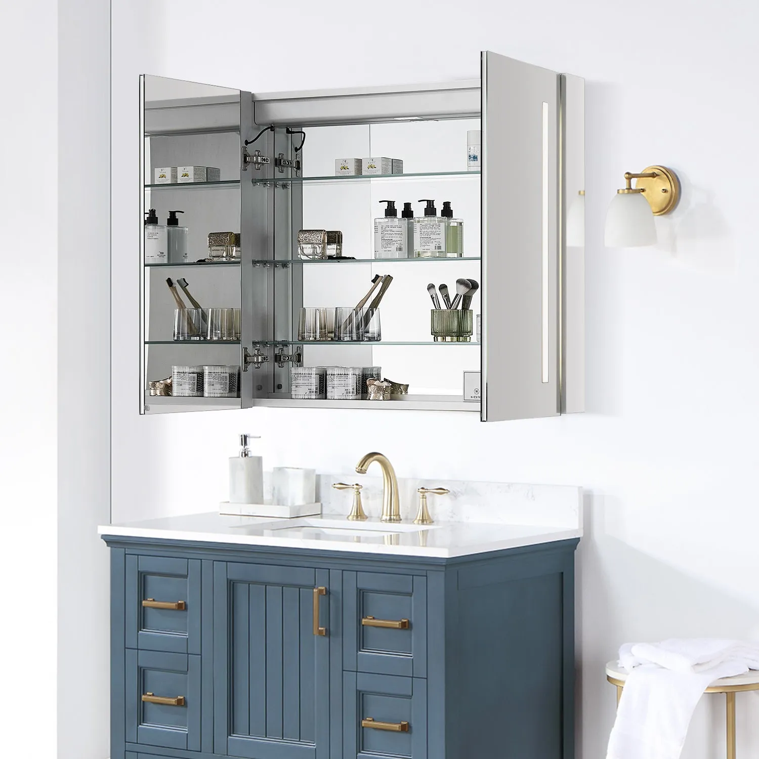 Catola Rectangle Frameless Surface-Mount/Recessed LED Lighted Bathroom Medicine Cabinet