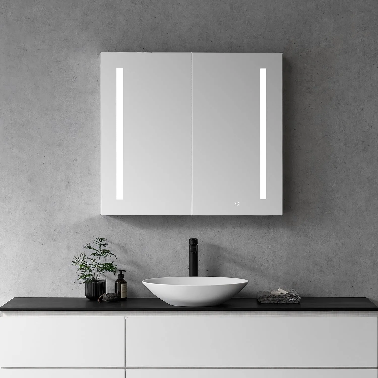 Catola Rectangle Frameless Surface-Mount/Recessed LED Lighted Bathroom Medicine Cabinet