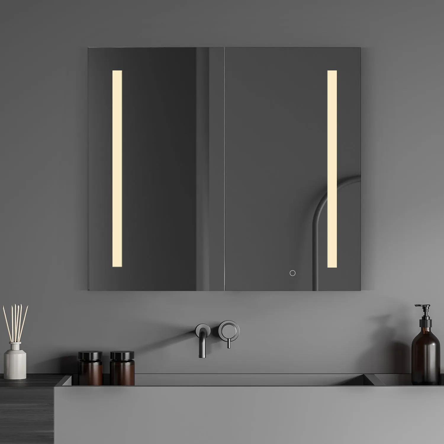 Catola Rectangle Frameless Surface-Mount/Recessed LED Lighted Bathroom Medicine Cabinet