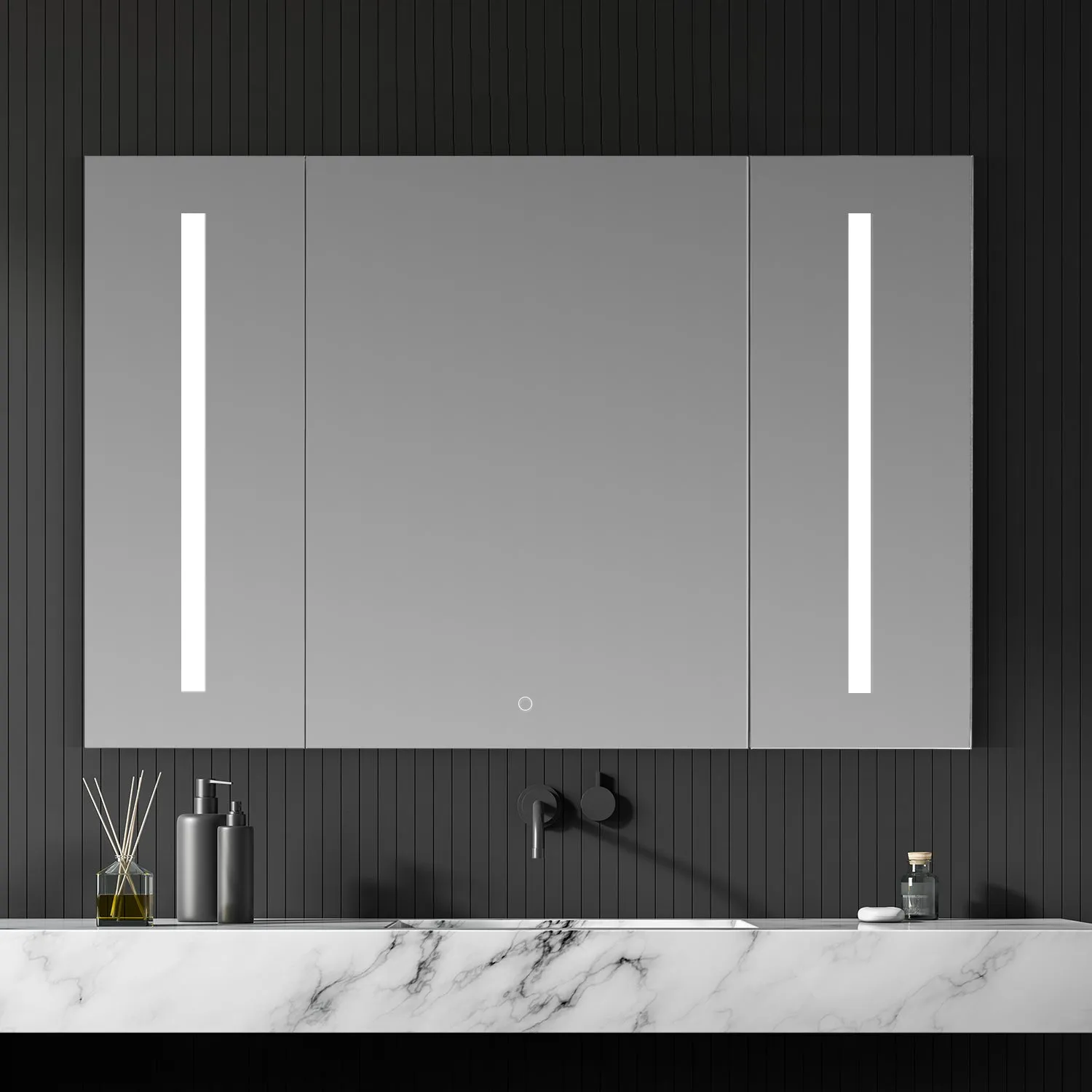 Catola Rectangle Frameless Surface-Mount/Recessed LED Lighted Bathroom Medicine Cabinet