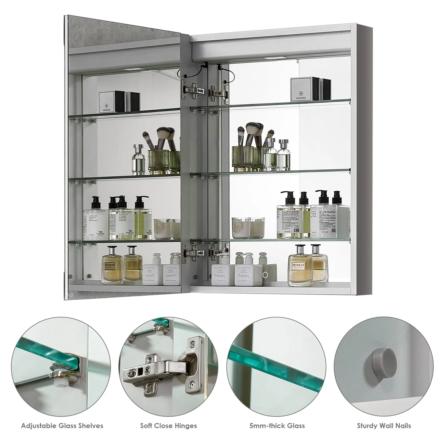 Catola Rectangle Frameless Surface-Mount/Recessed LED Lighted Bathroom Medicine Cabinet