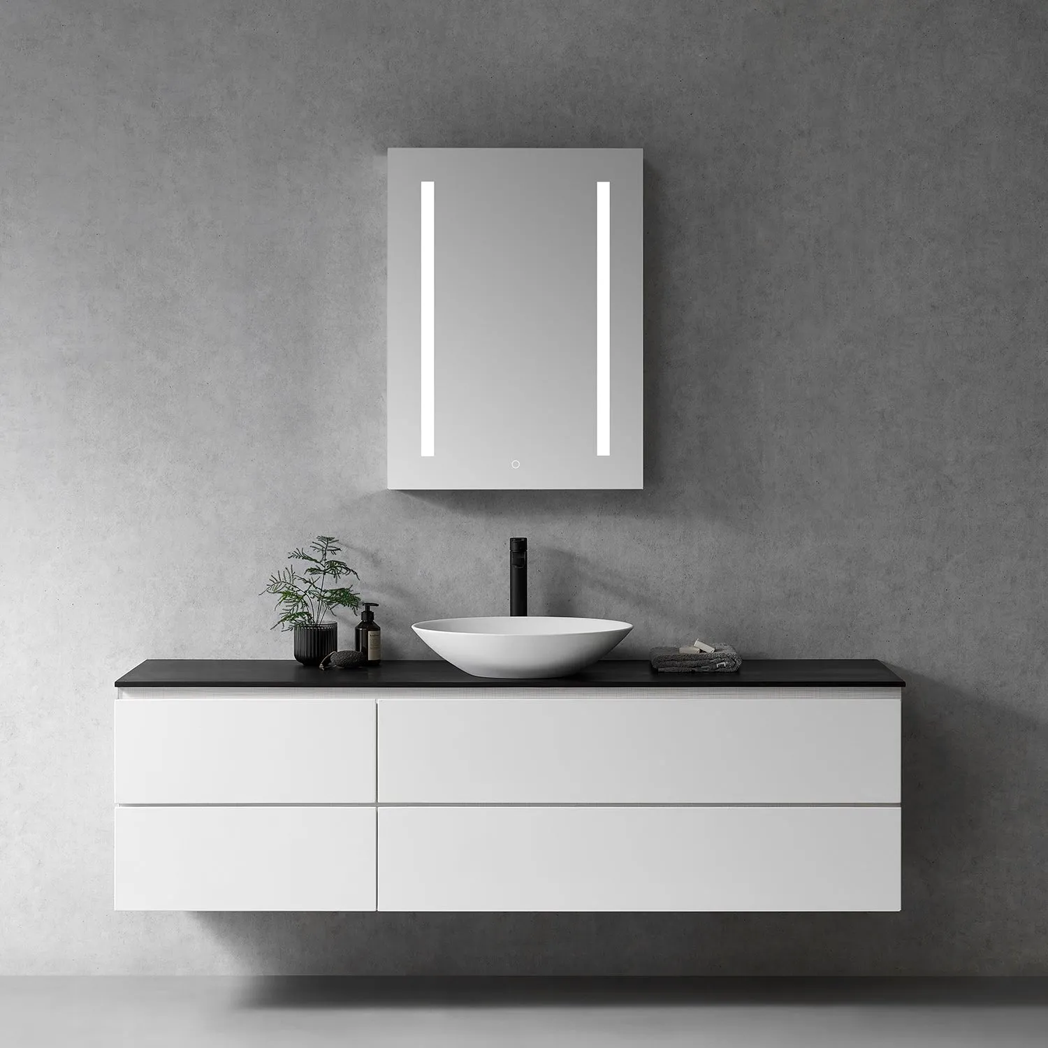Catola Rectangle Frameless Surface-Mount/Recessed LED Lighted Bathroom Medicine Cabinet