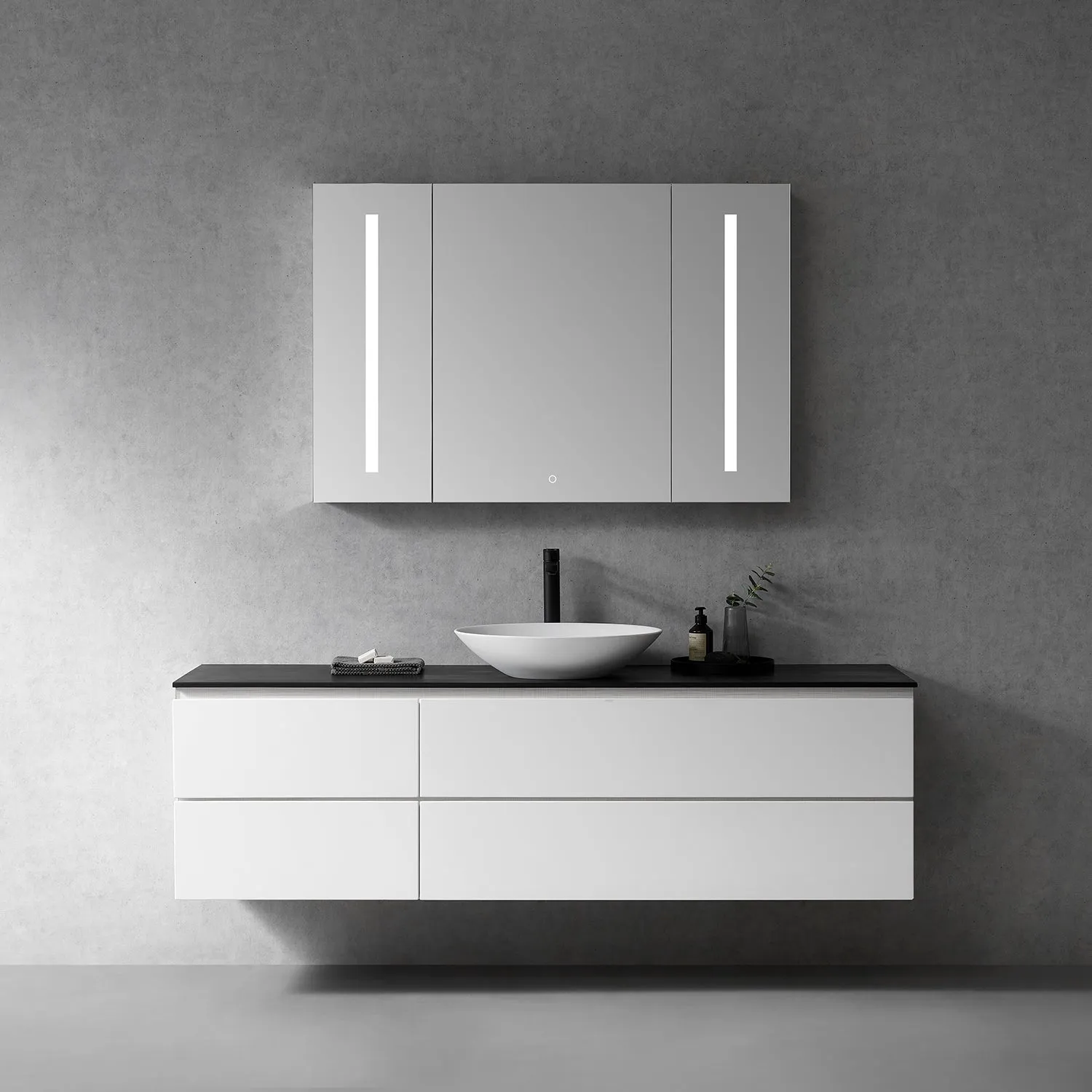 Catola Rectangle Frameless Surface-Mount/Recessed LED Lighted Bathroom Medicine Cabinet
