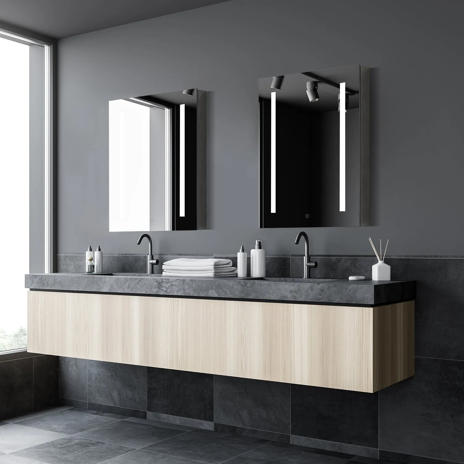 Catola Rectangle Frameless Surface-Mount/Recessed LED Lighted Bathroom Medicine Cabinet