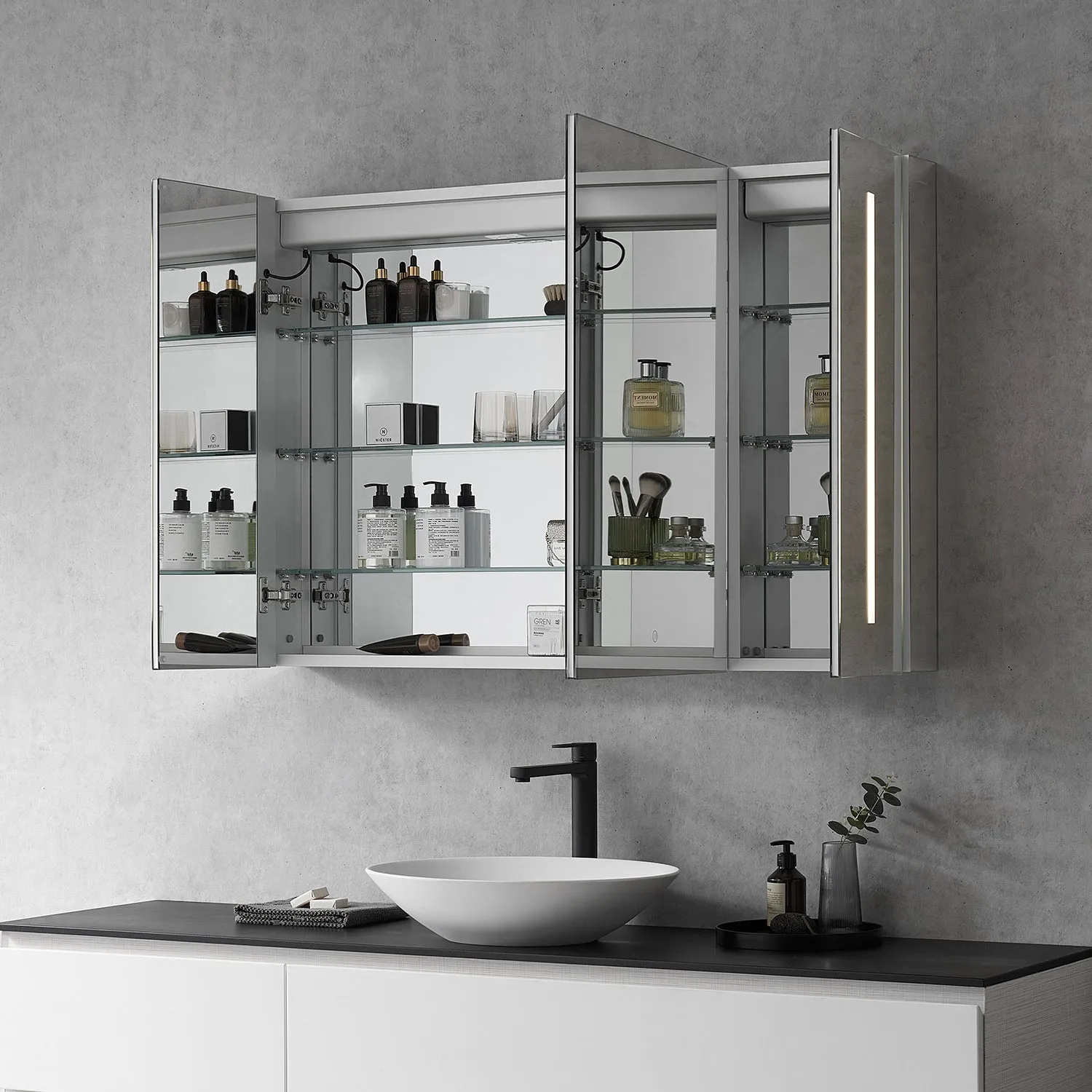 Catola Rectangle Frameless Surface-Mount/Recessed LED Lighted Bathroom Medicine Cabinet