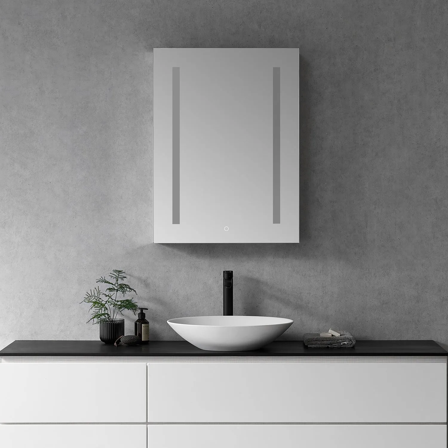Catola Rectangle Frameless Surface-Mount/Recessed LED Lighted Bathroom Medicine Cabinet