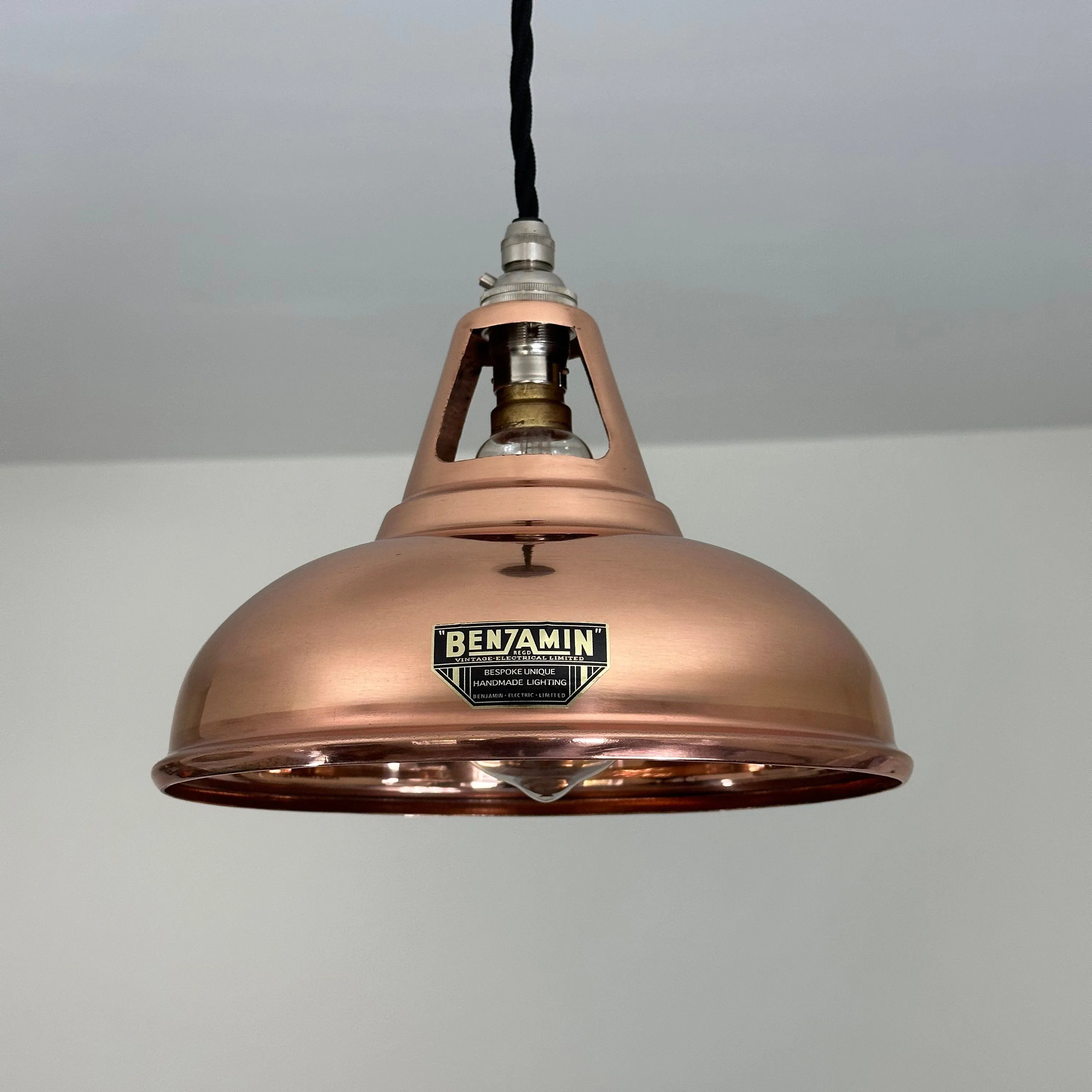 Cawston Small ~ *Worn* Solid Copper Lampshade Slotted Design Pendant Ceiling Light  9 Inch
