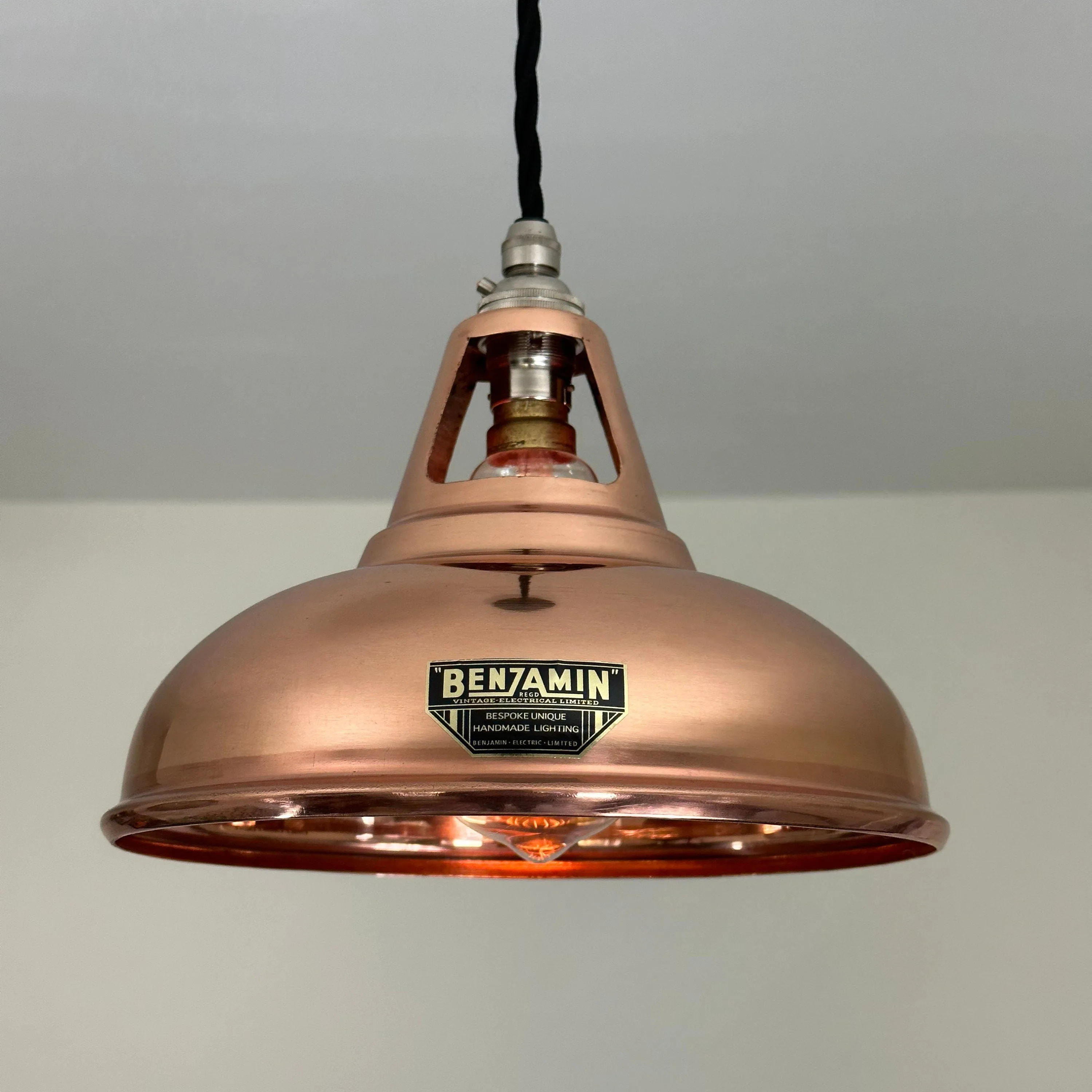 Cawston Small ~ *Worn* Solid Copper Lampshade Slotted Design Pendant Ceiling Light  9 Inch