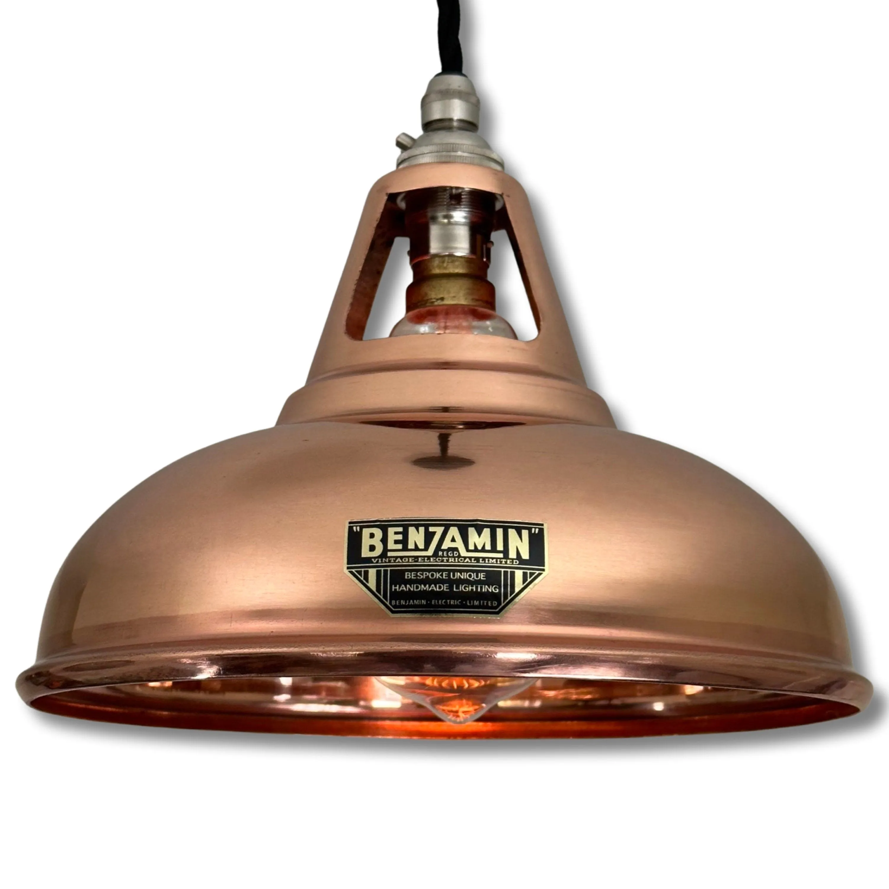 Cawston Small ~ *Worn* Solid Copper Lampshade Slotted Design Pendant Ceiling Light  9 Inch