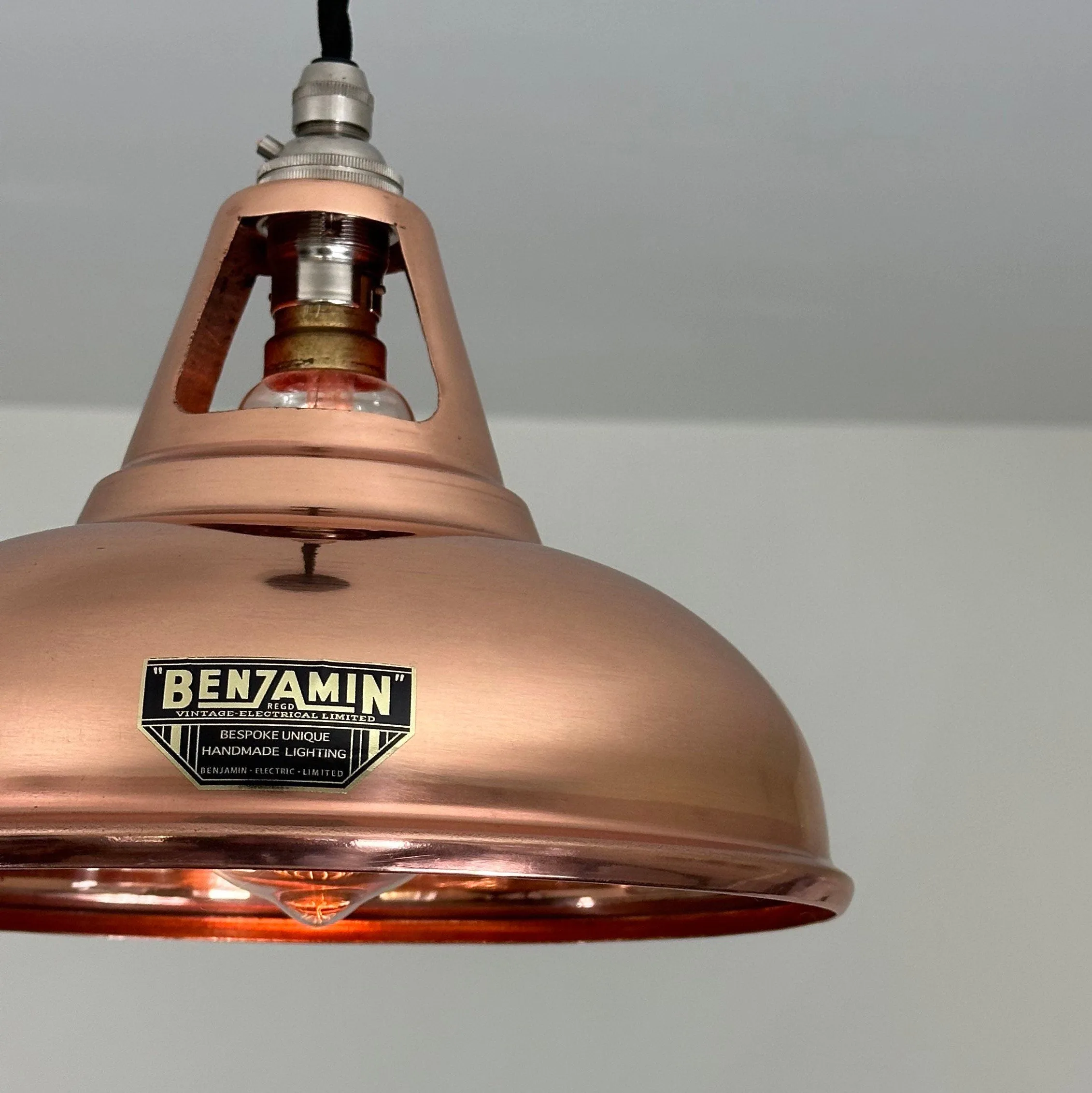 Cawston Small ~ *Worn* Solid Copper Lampshade Slotted Design Pendant Ceiling Light  9 Inch