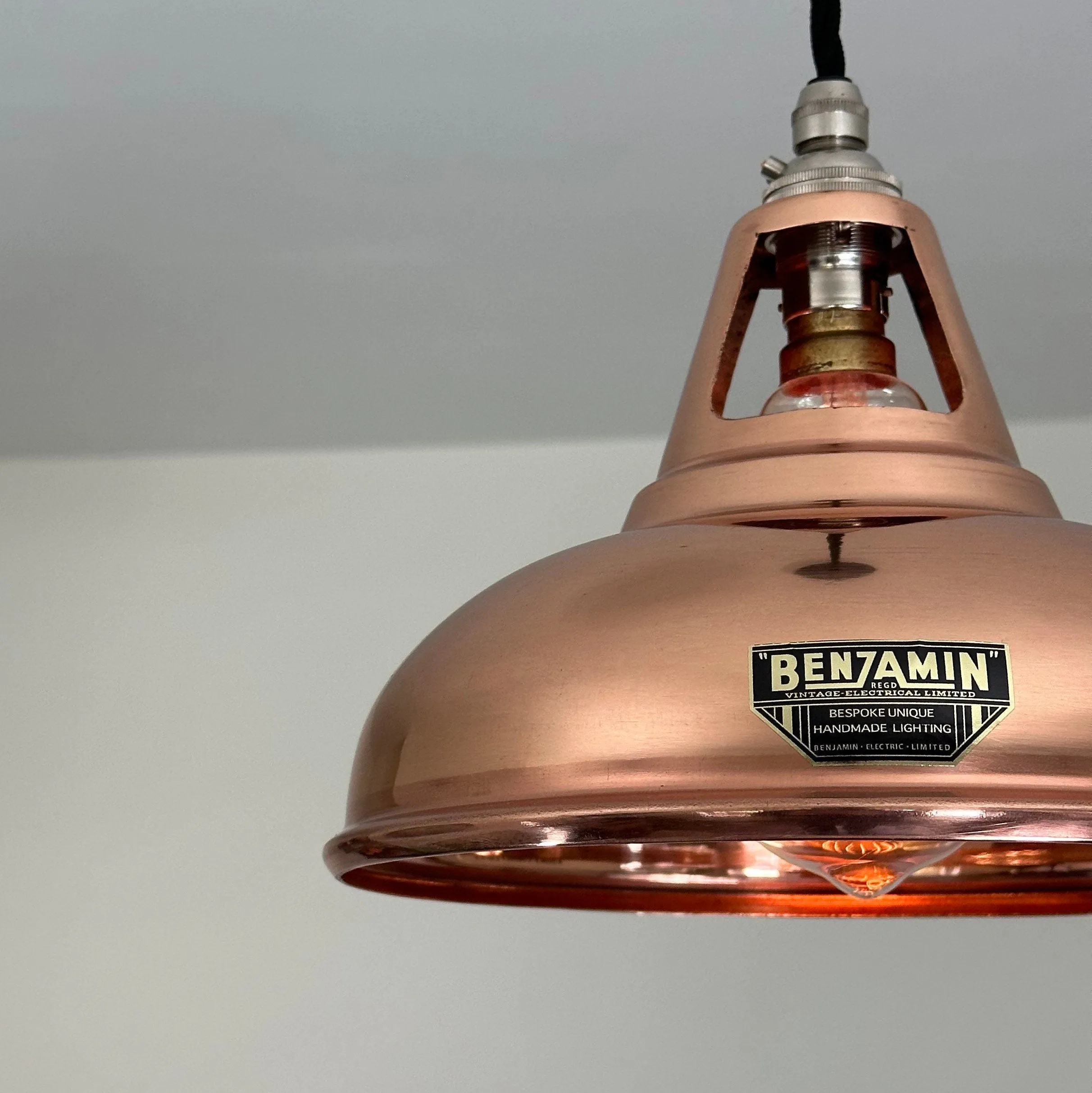Cawston Small ~ *Worn* Solid Copper Lampshade Slotted Design Pendant Ceiling Light  9 Inch