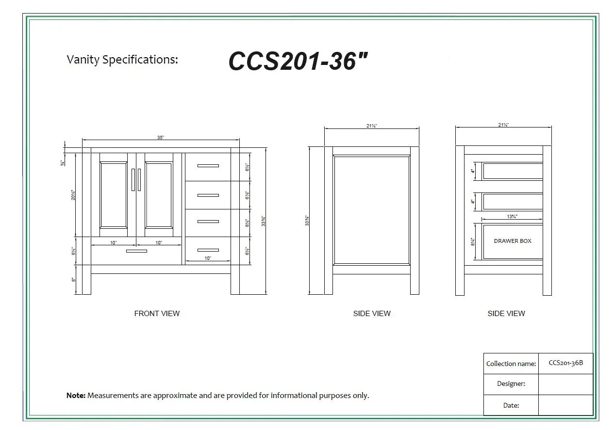 CCS201 - 36" Brown Oak , Floor Standing Modern Bathroom Vanity,  White Quartz Countertop, Matt Black Hardware