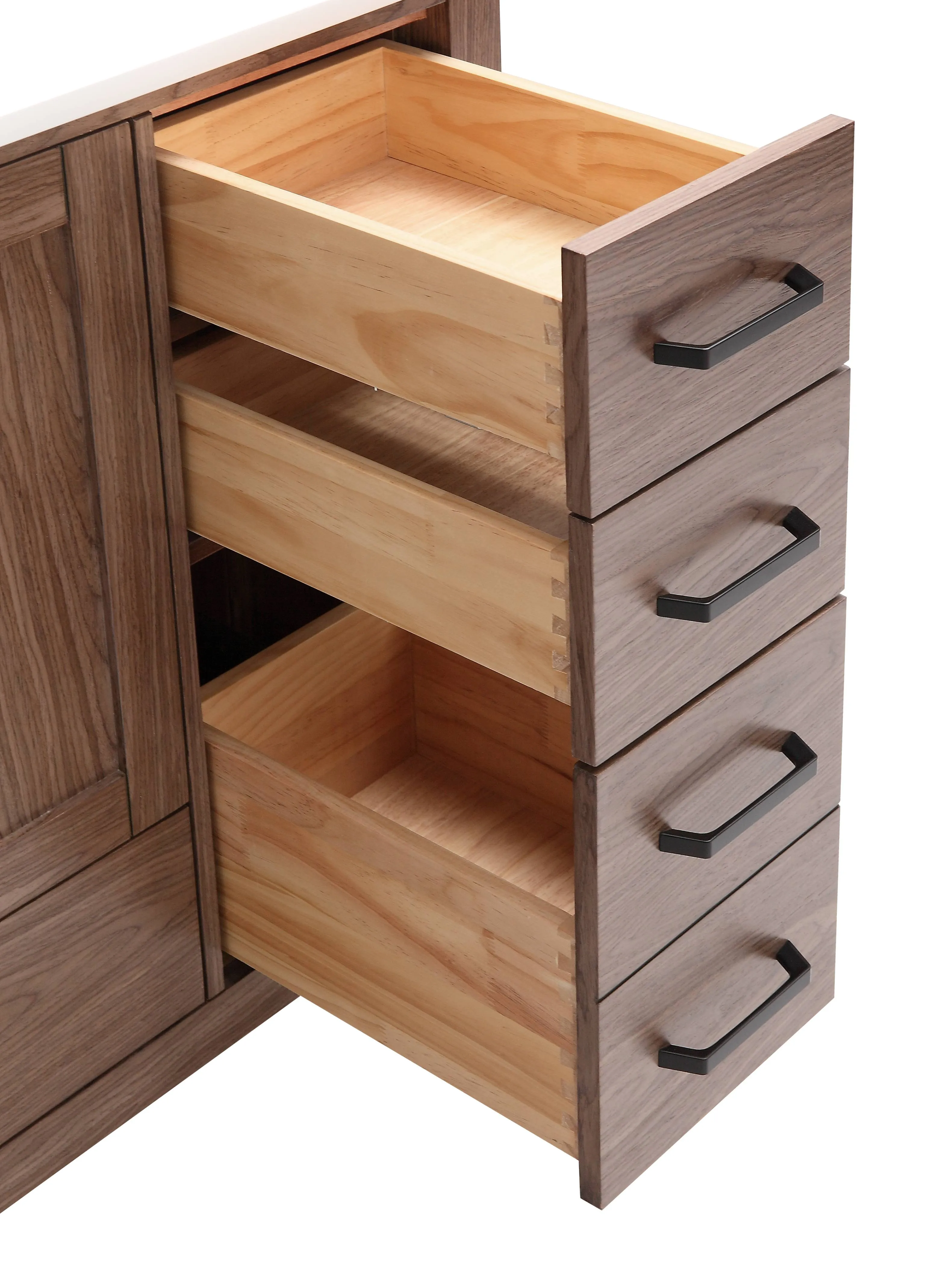 CCS201 - 36" Brown Oak , Floor Standing Modern Bathroom Vanity,  White Quartz Countertop, Matt Black Hardware