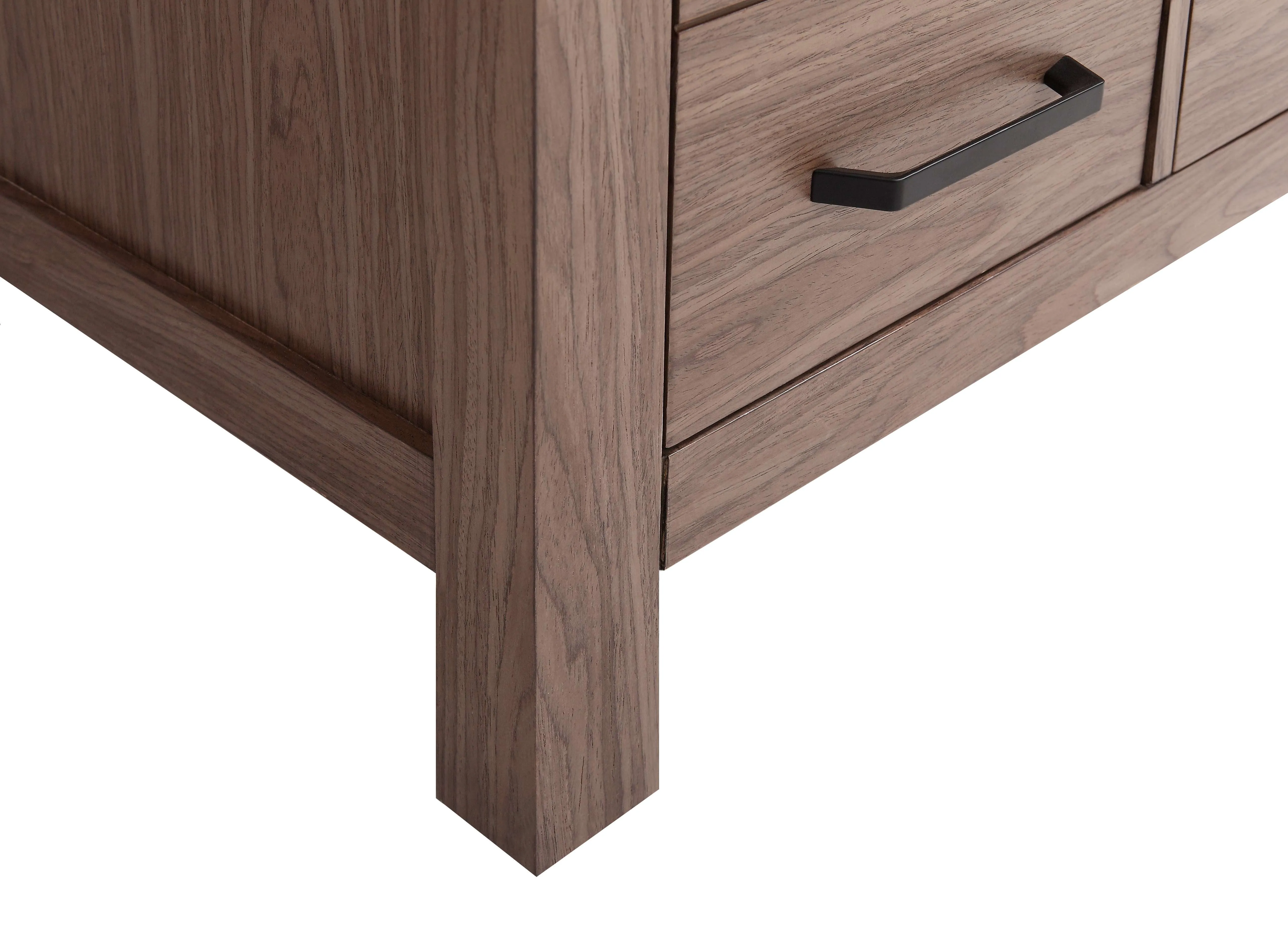 CCS201 - 48" Brown Oak, Floor Standing Modern Bathroom Vanity, White Quartz Countertop, Matt Black Hardware