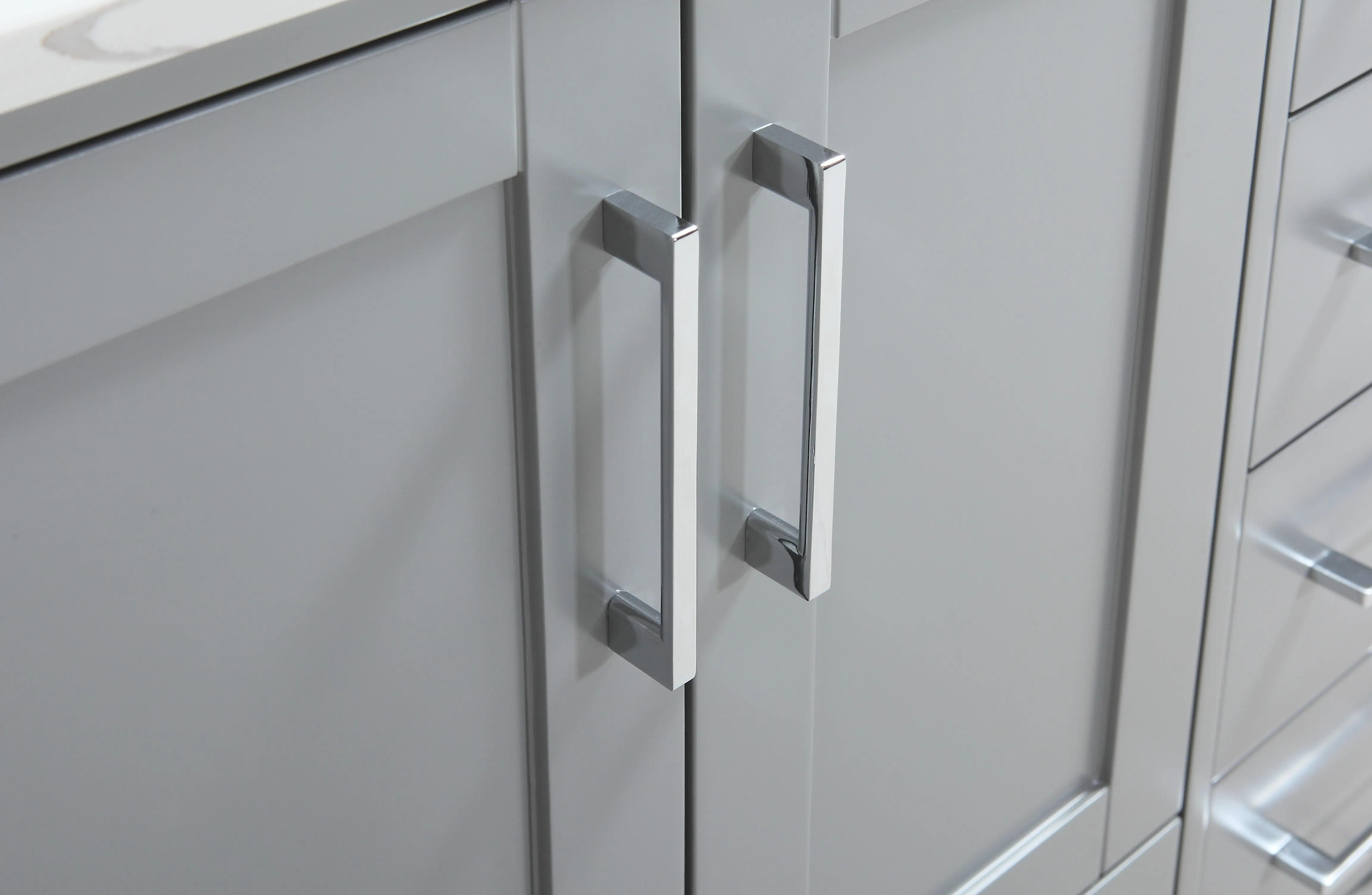 CCS201 - 48" Grey, Floor Standing Modern Bathroom Vanity , White Quartz Countertop