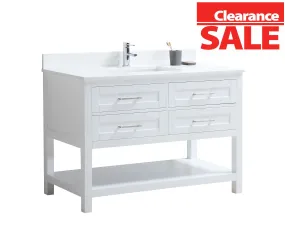 CCS301 - 48" White, Floor Standing Bathroom Vanity, White Quartz Countertop, Brushed Nickel Hardware***PICK UP ONLY ***