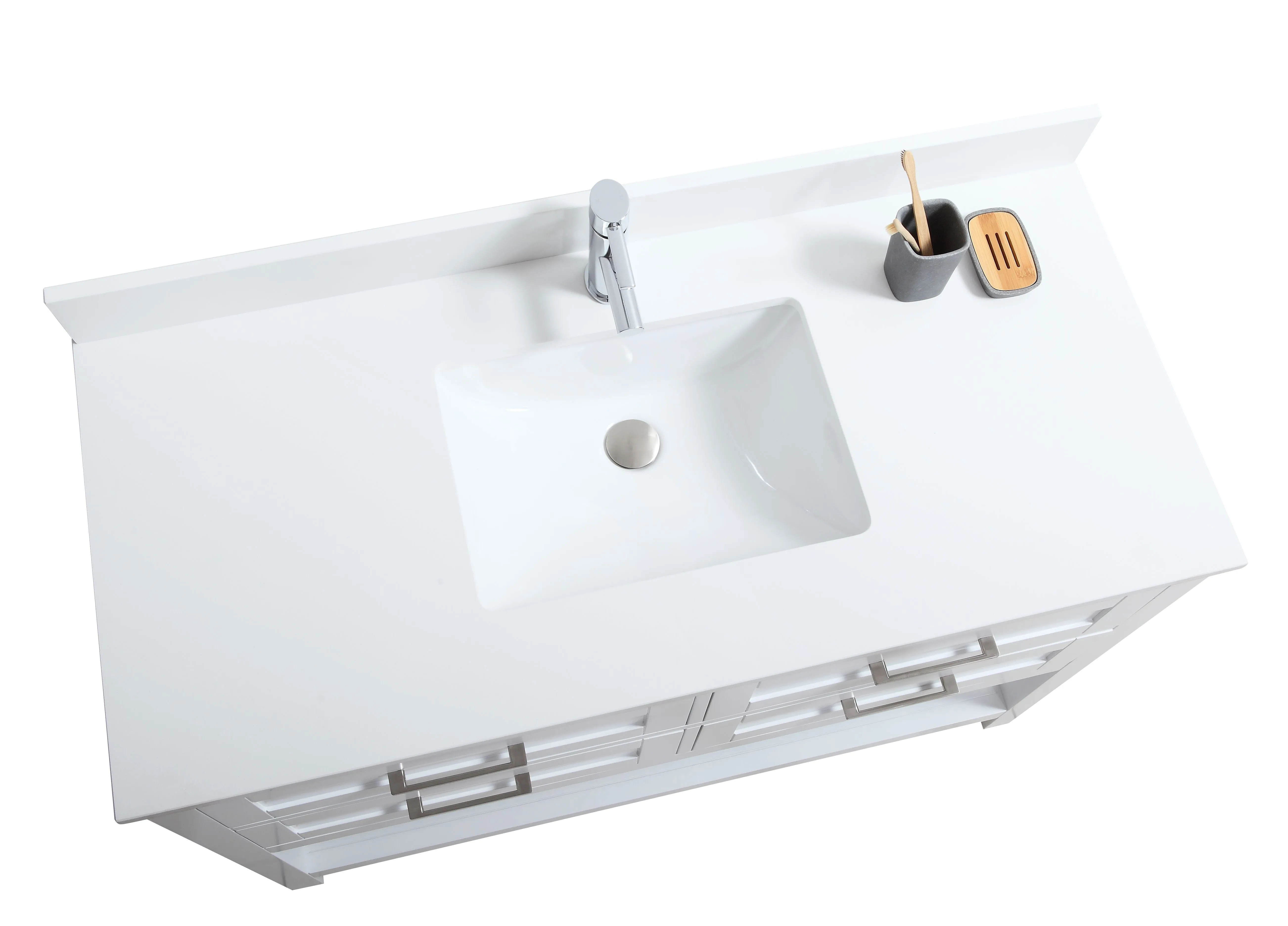 CCS301 - 48" White, Floor Standing Bathroom Vanity, White Quartz Countertop, Brushed Nickel Hardware***PICK UP ONLY ***