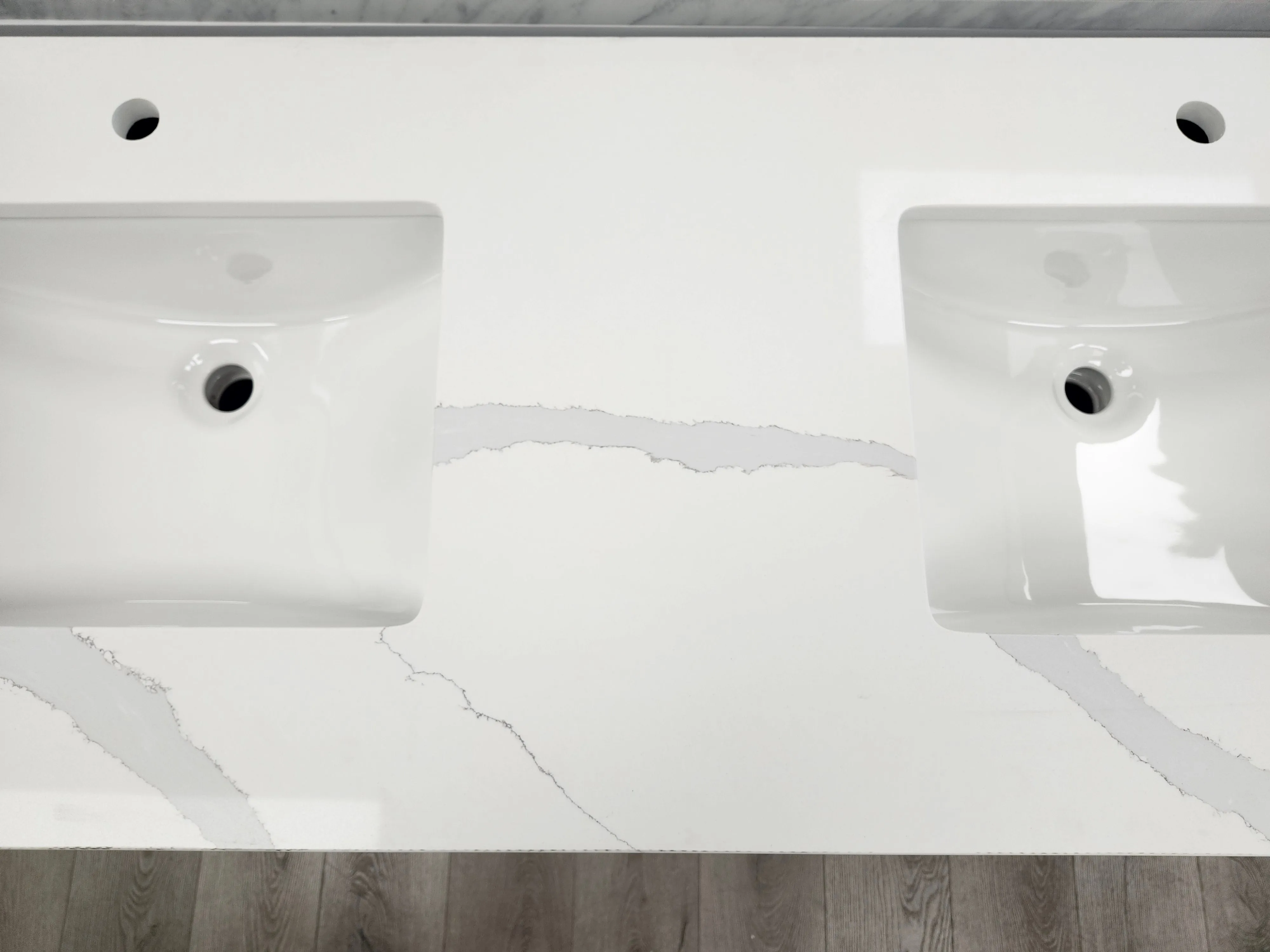 CCS401 - 60" White, Double Sink,Floor Standing Modern Bathroom Vanity, Calcatta Quartz Countertop, Brushed Bronze Hardware "" FLOOR MODEL ""