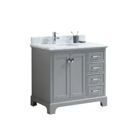 CCS601 - 36" Grey, Floor Standing Modern Bathroom Vanity, Marble /Quartz Countertop, Chrome Hardware