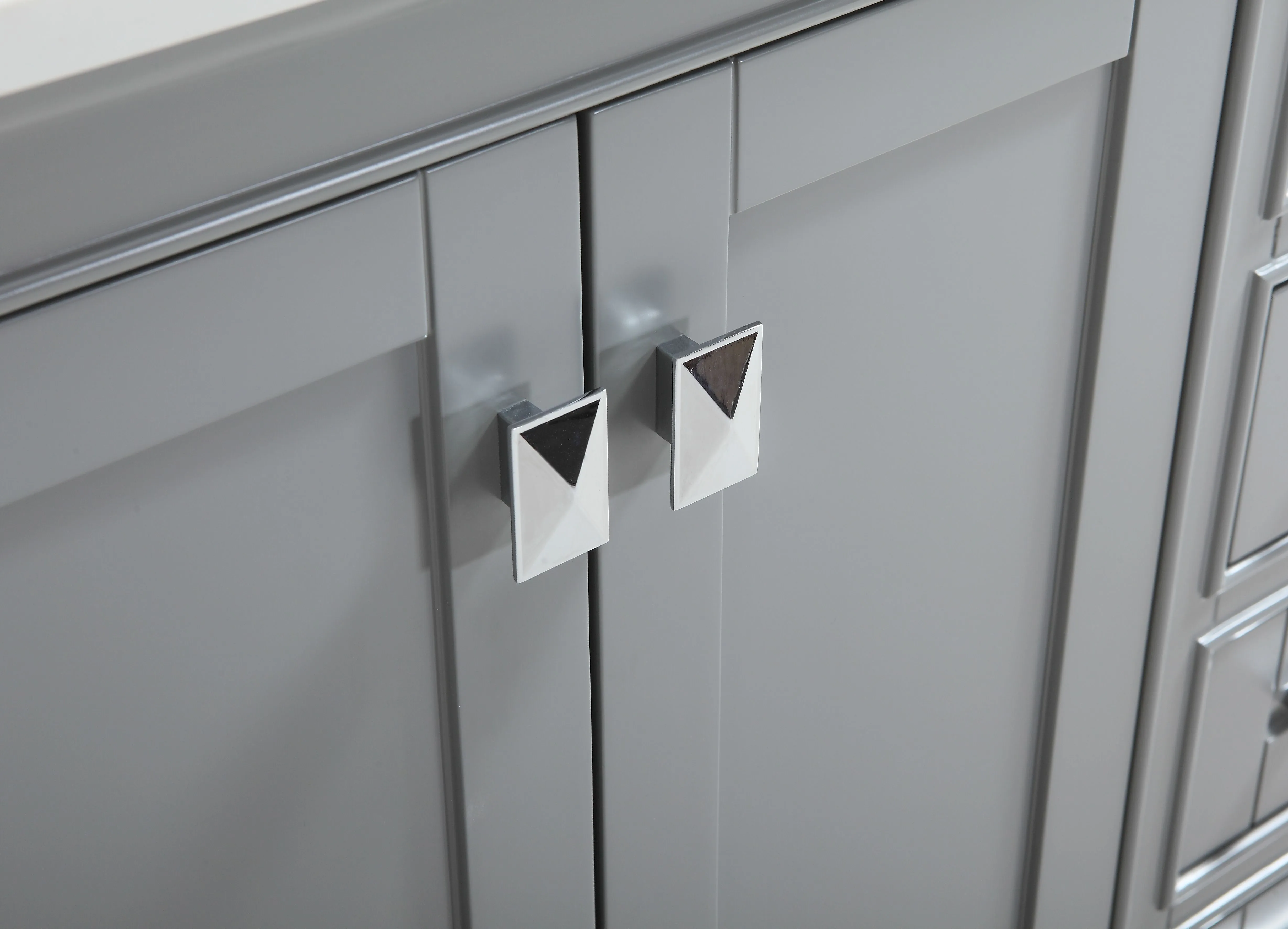 CCS601 - 36" Grey, Floor Standing Modern Bathroom Vanity, Marble /Quartz Countertop, Chrome Hardware