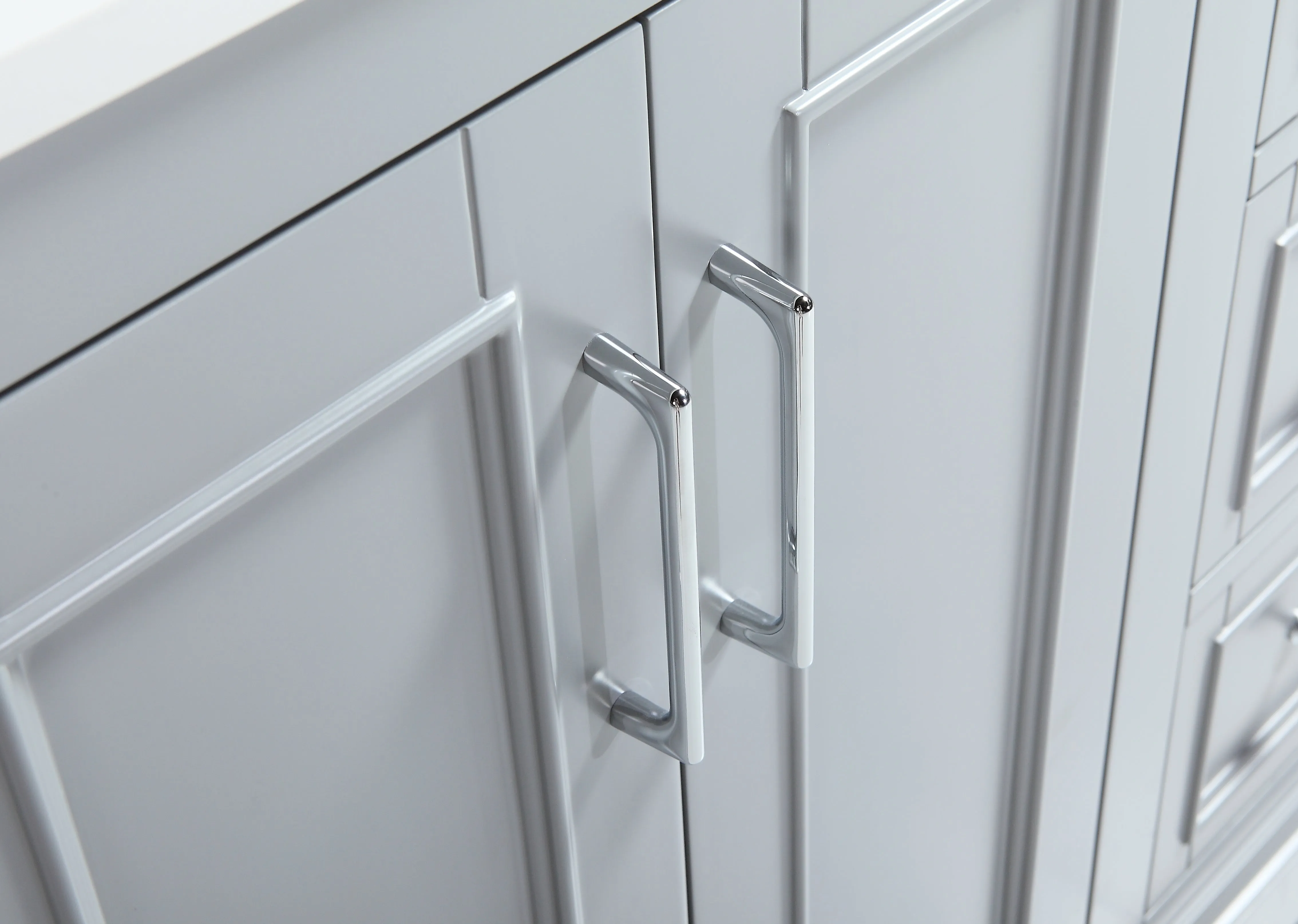 CCS701 - 48" Grey, Floor Standing Modern Bathroom Vanity, White Quartz Countertop, Chrome Hardware** FLOOR MODEL **