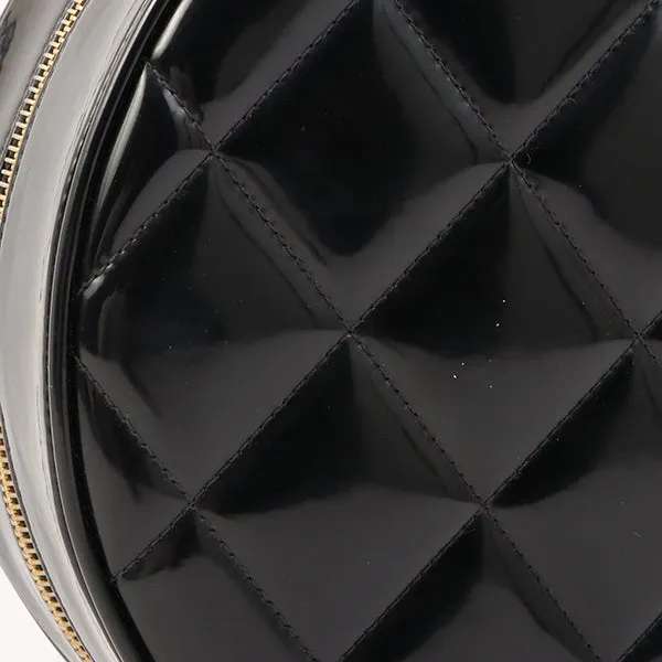 Chanel Around 1995 Made Patent Round Design Cc Mark Vanity Black
