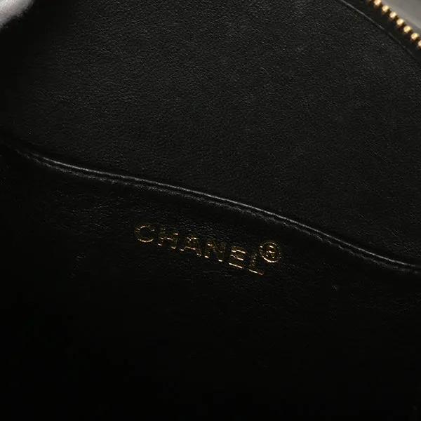 Chanel Around 1995 Made Patent Round Design Cc Mark Vanity Black