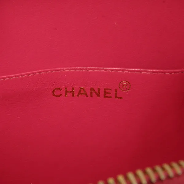 Chanel Around 1995 Made Patent Round Design Cc Mark Vanity Fuchsia Pink