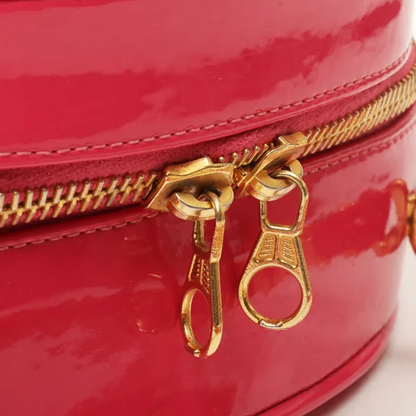 Chanel Around 1995 Made Patent Round Design Cc Mark Vanity Fuchsia Pink
