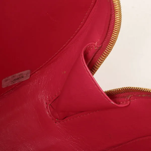Chanel Around 1995 Made Patent Round Design Cc Mark Vanity Fuchsia Pink