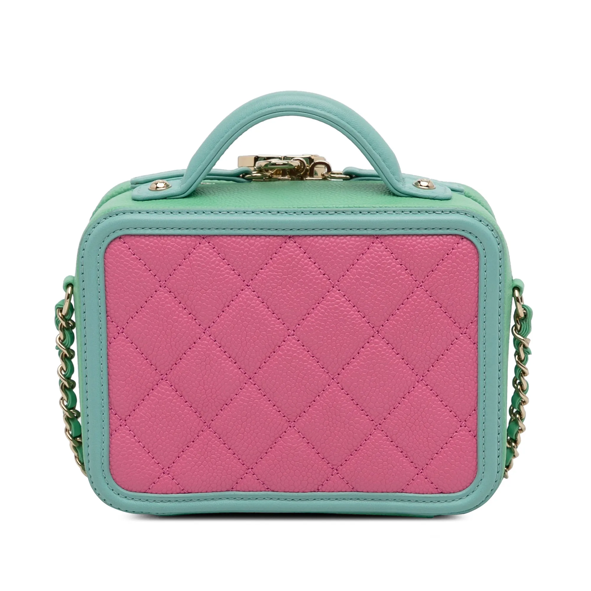 Chanel CC Filigree Vanity Case Pink Caviar Gold