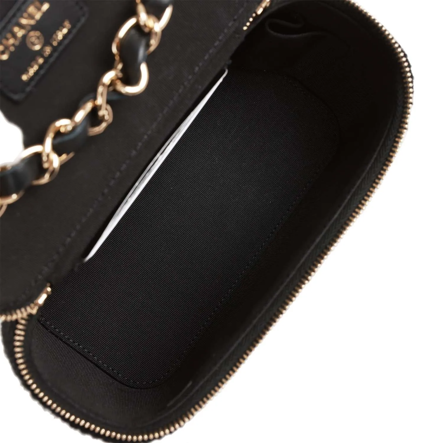Chanel Small Vanity Case Black Crochet and Lambskin Light Gold Hardware