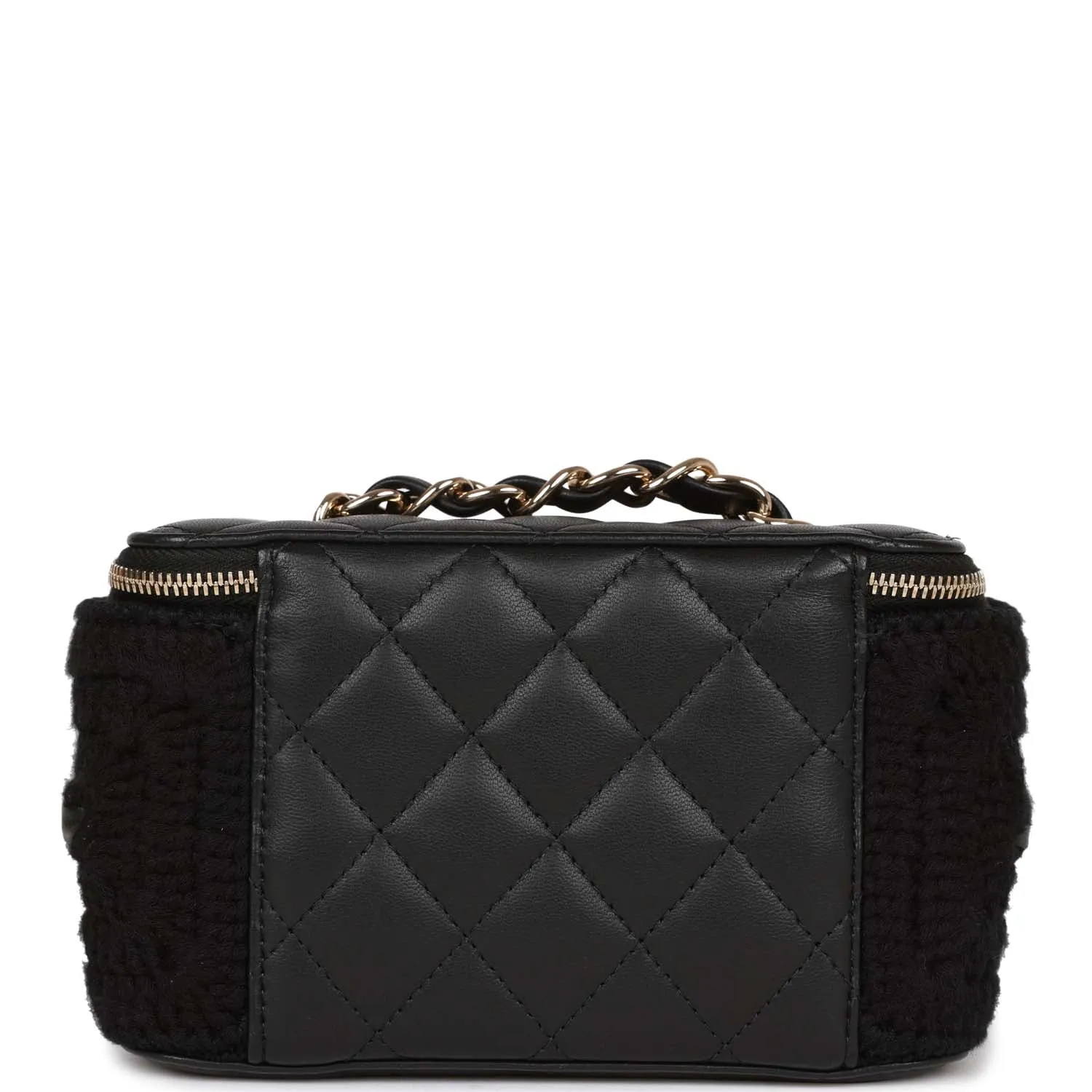 Chanel Small Vanity Case Black Crochet and Lambskin Light Gold Hardware