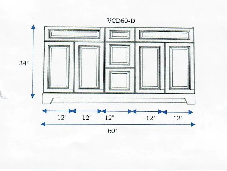CLASSIC - 60" Double Sink Bathroom Vanity With Quartz Countertop (Available in 4 Colors )