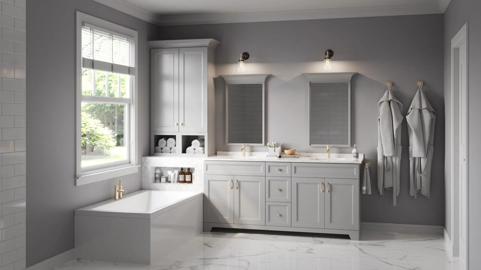 CLASSIC - 60" Double Sink Bathroom Vanity With Quartz Countertop (Available in 4 Colors )