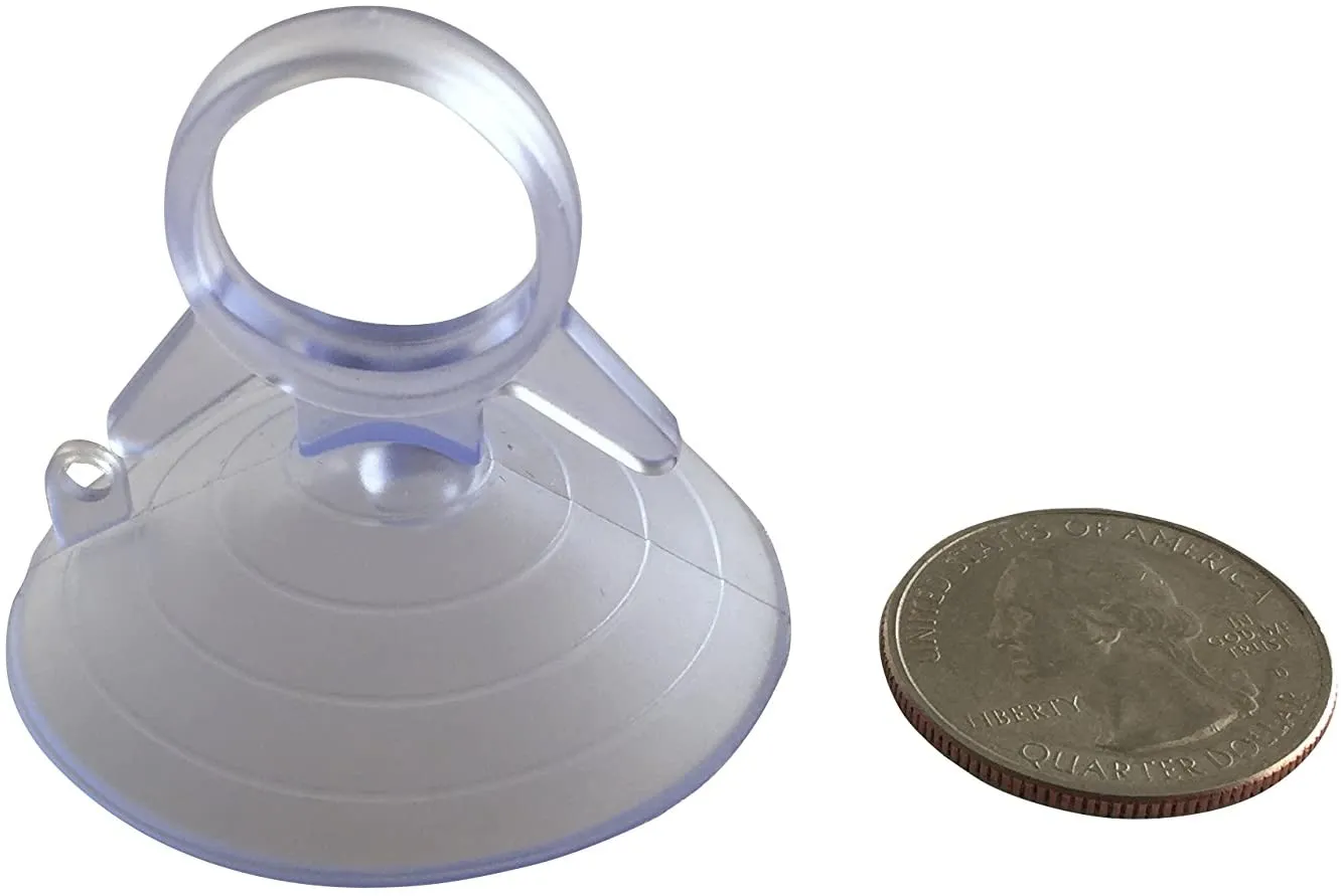 Clear Plastic Suction Cups with Loops - 4.5 cm (1.75 in) Wide, Set of 10