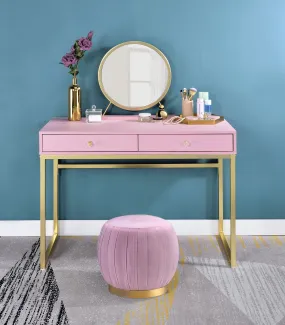 Coleen Vanity Desk w/Mirror & Jewelry Tray in Pink & Gold Finish AC00668