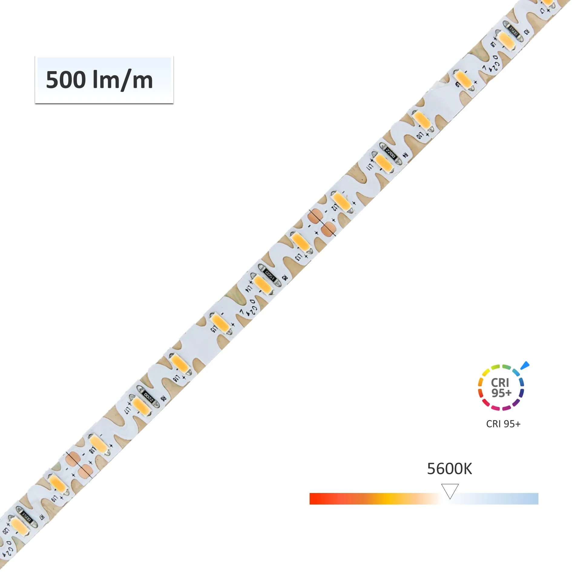 CRI-MAX™ CRI 95  Zig Zag S Shape LED Flexible Strip 5600K - 60 LEDs/m - 5m/Reel