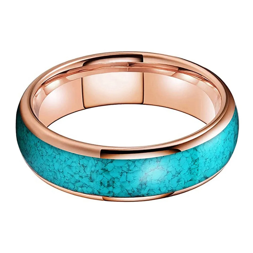 Crushed Turquoise and Rose Gold Tungsten Ring