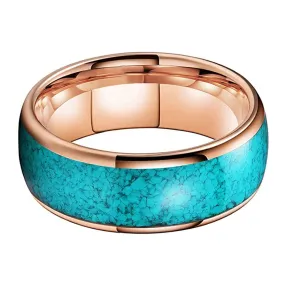 Crushed Turquoise and Rose Gold Tungsten Ring