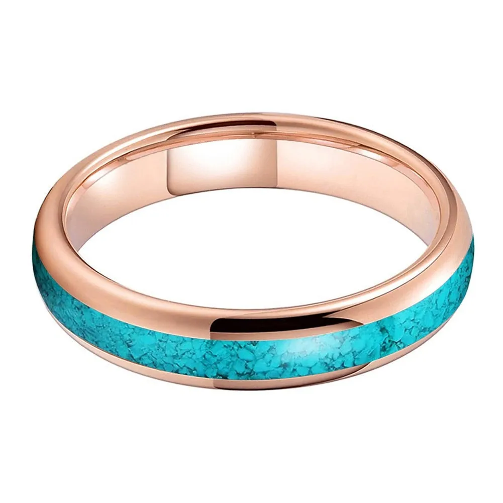 Crushed Turquoise and Rose Gold Tungsten Ring
